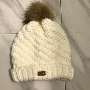 White Roxy beanie with Pom Pom